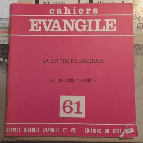 Cahiers Evangile Numéro 61 La Lettre De Jacques