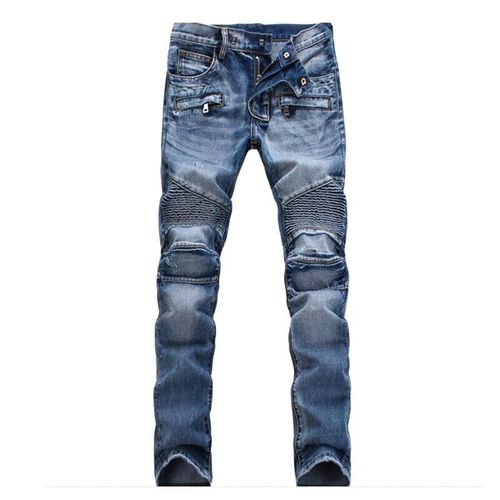 Jeans De Motard Décontractés Pour Hommes,Pantalons En Denim College,Taille Longue,Mince,Droit,Moto,Grande Taille,Mode Masculine,Fjlarge