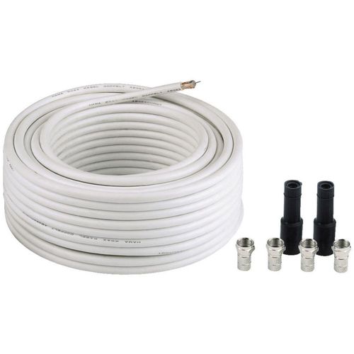 Hama - Câble d'antenne - fil dénudé pour connecteur F mâle - 20 m - câble à quartes blindé - 100 dB - blanc