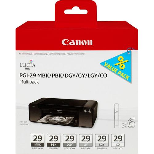 Cartouche d'encre Canon 6 cartouches noir/gris PGI-29