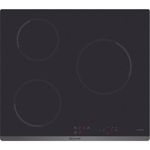 Brandt BPI6311B - Table de cuisson à induction - 3 plaques de cuisson - Niche - largeur : 56 cm - profondeur : 49 cm - noir - noir