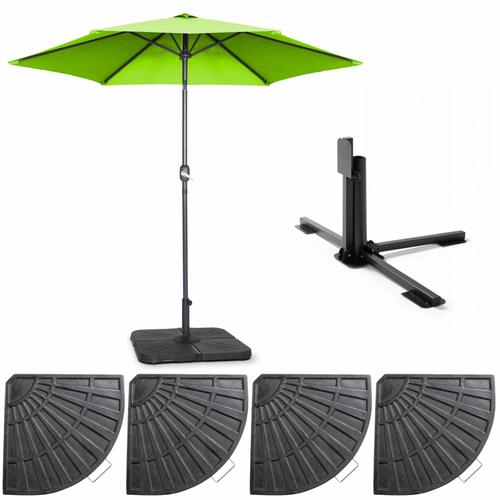 Parasol Droit Inclinable Et 4 Dalles Lest?Es Aluminium Vert