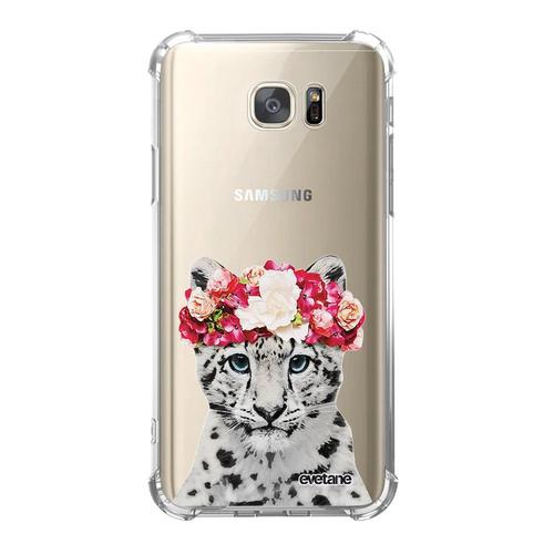 Coque Samsung Galaxy S7 Anti-Choc Souple Angles Renforcés Transparente Leopard Couronne Evetane.