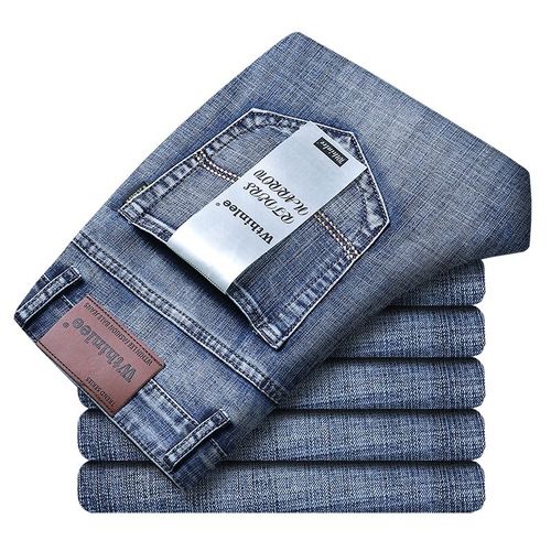 Wthinlee-Jean En Denim Bleu Pour Homme,Style Classique Décontracté,Coupe Droite,Idéal Pour Le Travail,Vêtement De Marque,Taille 28 À 40