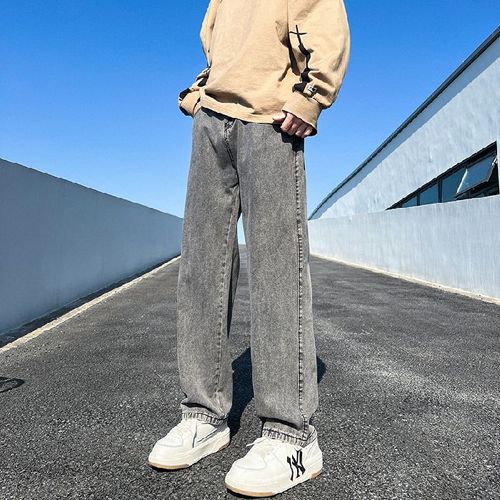 Jeans Droits Extensibles Pour Hommes,Pantalons En Denim À Jambes Larges,Jeans Baggy Décontractés Vintage,Américains Coréenne,Fjclassic,5 Couleurs,Printemps,