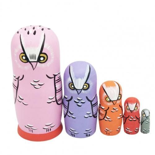5 Poupées Matryoshka En Bois Pour Enfants, Jouet Éducatif Russe, Nidification, Hibou, Dessin Animé, Cadeaux, Pièces/Ensemble