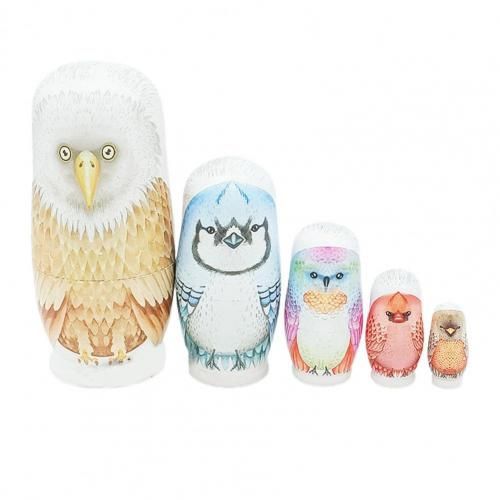 Poupée De Nidification Russe En Bois, Hibou Matryoshka En Bois, Cadeaux Pour Enfants, Jouets Éducatifs, 5 Pièces