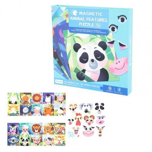 Puzzle Éducatif En Papier Pour Enfants, 10 Pièces, Puzzle Magnétique En Trois Dimensions, Dessin Animé, Animal, Cinq Sens, Pour Tout-Petits