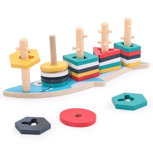 Jeu De Construction En Bois, Jouet De Développement Créatif Pour Bébé, Jeu De Plateau À Empiler, Âge Préscolaire