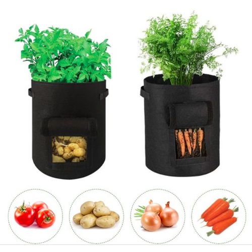 Sac Plantation Pomme De Terre,7 Gallons Respirants Non Tissés Sac À Jardin Plants Avec Poignées Et Fenêtre De Visualisation Fermeture Velcro,Sac À Plants Pour Tomates,Plantes,Légumes(2 Morceaux Noir)