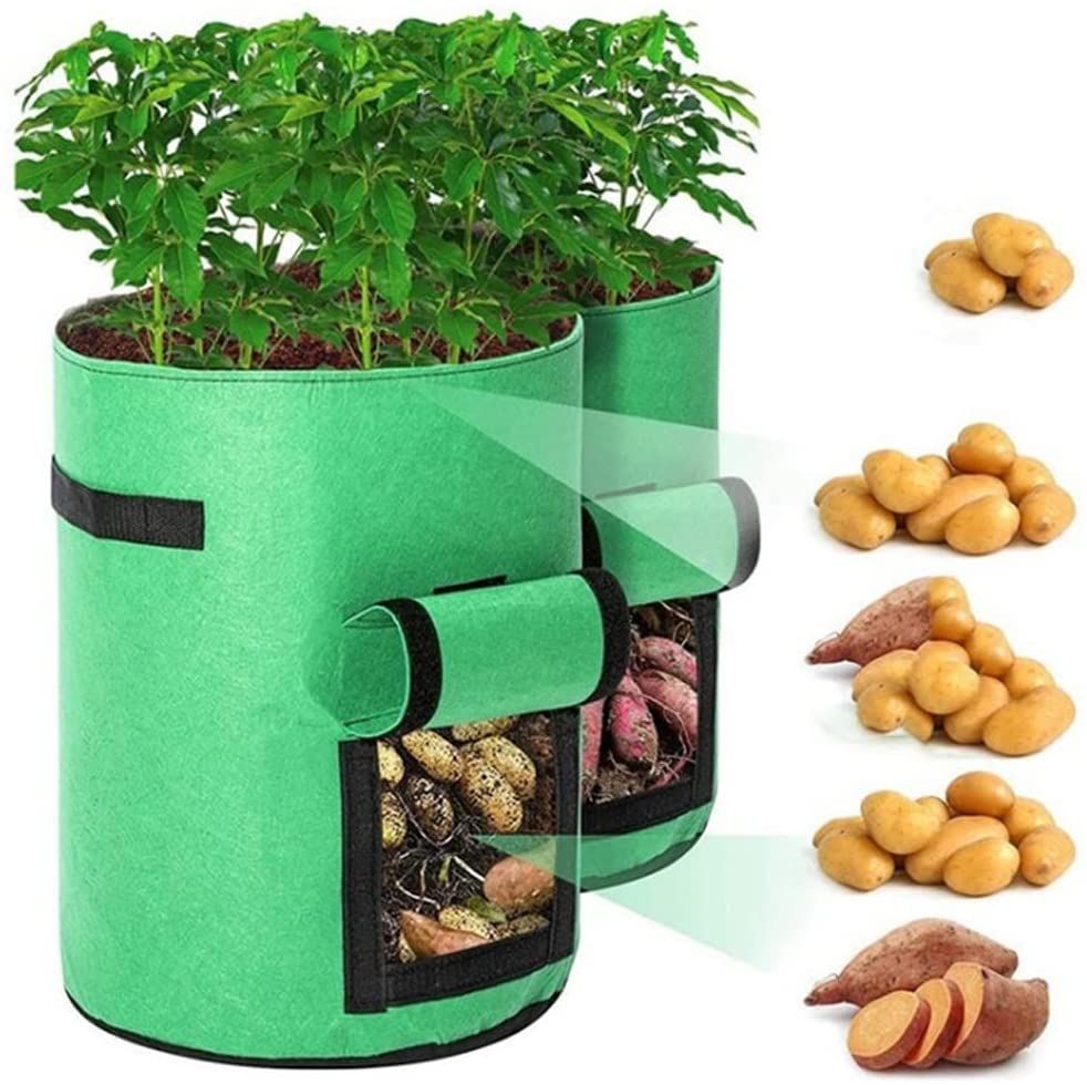 Sacs De Plantation De Pommes De Terre,2pcs 7 Gallons Non Tissés Sac De Plantation Jardin Avec Poignées Et Fenêtre De Visualisation Fermeture Velcro, Sac À Plants Pour Tomates,Plantes,Légumes (Vert)