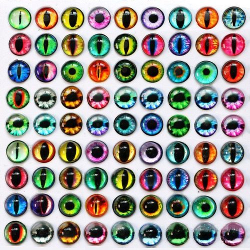 Lot De 10 Yeux De Poupée En Verre, Cabochons Ronds Mixtes, Dôme Rond, Dragon ¿Il De Chat, Jouets Diy, Artisanat, Accessoire De Poupée