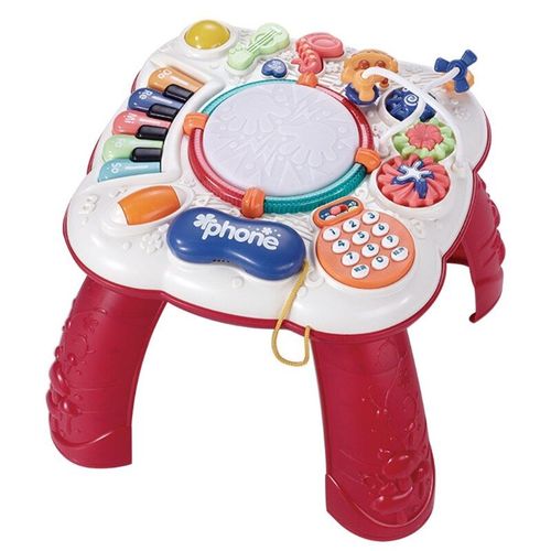 Table D'Activités D'Apprentissage Précoce Avec Instruments De Musique Pour Bébé, 33x33x3 2cm/12.99x12.99x12.59inche, Rouge/Bleu