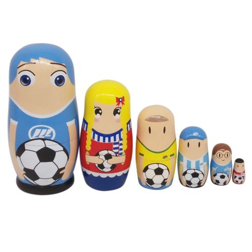 6 Poupées De Football Matrioshka En Bois Pour Enfants, Jeu Russe