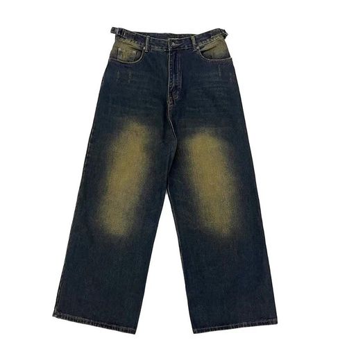 Reddachic-Jean Baggy Délavé Vert Vintage Pour Homme,Pantalon Décontracté À Jambes Larges,Taille S?ur,Style De Rue,Vêtements De Travail,Fjm,Y2k,