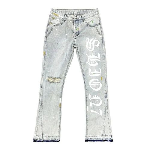 Jean Évasé En Coton Pour Homme,Pantalon En Denim À Ourlet Ouvert,Style Américain,Déchiré Au Genou