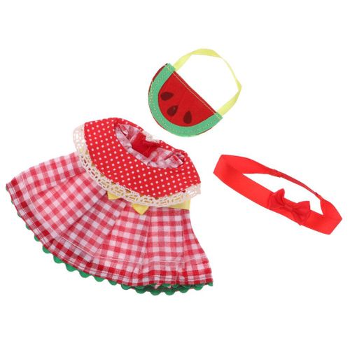 Jolie Jupe À Carreaux Avec Bandeau À N¿Ud Papillon Et Sac À Main Pastèque Pour Poupées Mellchan De 25cm, Accessoires De Vêtements
