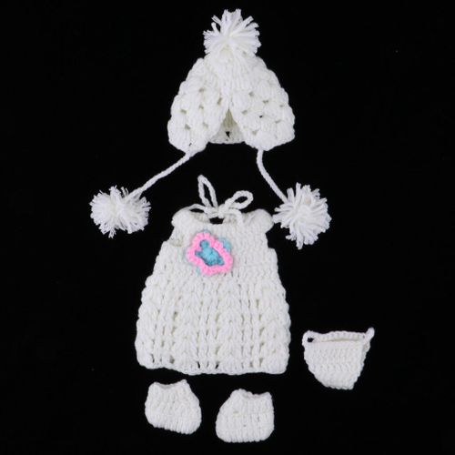 Costume De Poupée Adorable 30cm, Vêtements Pour Nouveau-Né, Ensemble Robe Et Chapeau En Laine Blanche Pour Bébé, Cadeaux Pour Jeu De Rôle