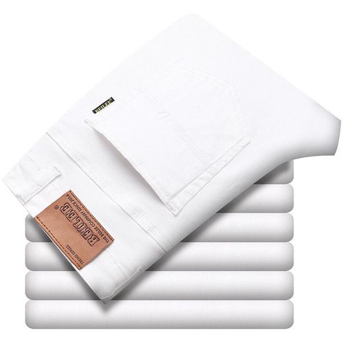 Jeans Droits Élastiques Pour Hommes,Pantalons Décontractés,Style Tendance,Baril,Blanc,Rouge,Noir,2024
