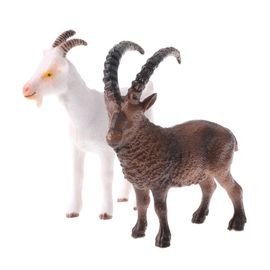 2 Pièces Figurine De Chèvre Réaliste Figurines D'Animaux De La Faune, Oeufs De Pâques Décoration De Gâteau Cadeau D'Anniversaire De Noël Faveurs De Fête