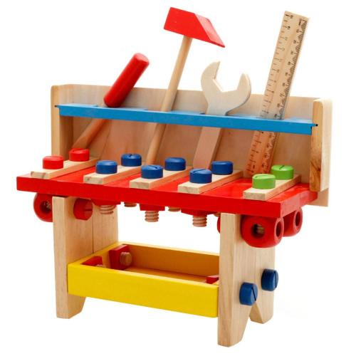 Établi À Outils En Bois, Atelier De Construction De Jouets, Jeu De Simulation, Clé Cadeau, Tournevis, Règle De Marteau Pour Enfants De 3 Ans