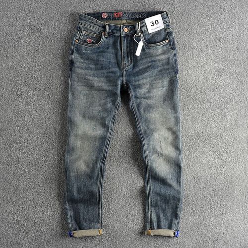 Jeans Longs Déflexpour Hommes,Pantalons Slim,Jambe Droite,Mode Américaine,Littérature Rétro,Processus De Sang De Chat,Nostalgie,Américains