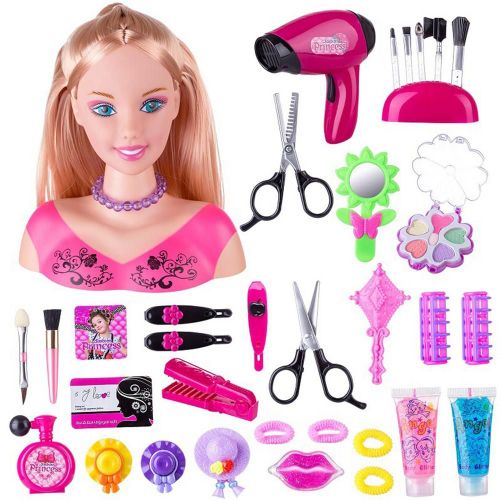 35/36pcs Enfants Coiffure Enfants Dressing Maquillage Ensemble Simulation Poupées Filles Coiffure Princesse Poupées Jouets Filles Playset