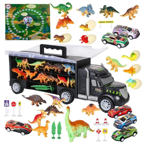 Porte-Remorque De Dinosaures Avec Mini Jouets En Plastique, Idéal Pour Les Enfants, Jouets Et Tracteur, Pour Garçons Et Filles, Cadeau D'Anniversaire