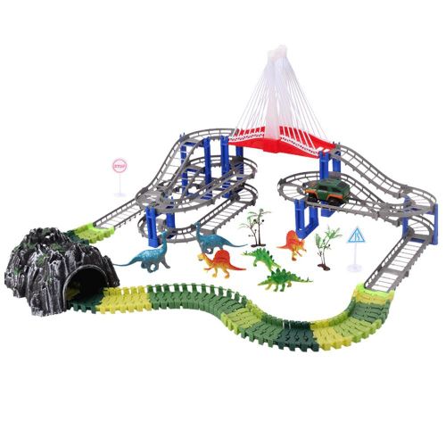 Ensemble De Jouets De Piste De Dinosaure, Ensemble De Train Flexible Pour Garçons De 3 Ans, 171 Pièces/167 Pièces, Facile À Assembler, Création De Dinosaure P