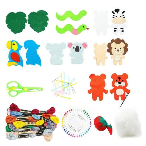 Kit De Couture D'Animaux De La Jungle, Artisanat De Bricolage Pour Enfants Et Adultes, Ensemble De Couture Convivial