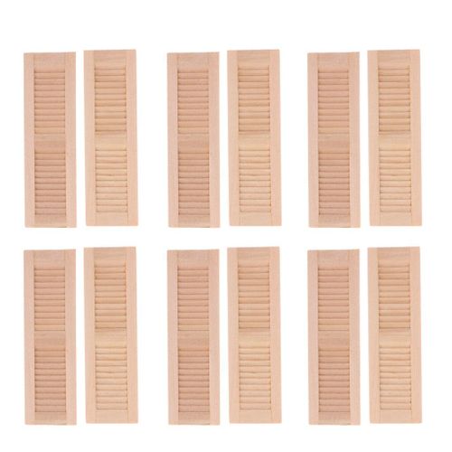 Volet En Bois Non Peint Pour Maison De Poupées 1/12, 12 Pièces, Accessoires De Fenêtre, Pièces De Décoration, Scènes De Vie Modèle