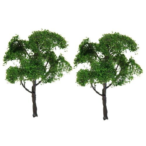 Mini Arbre De Paysage Vert De 12cm, 2 Pièces, Chemin De Fer, Rue, Aménagement À L'Échelle 1/75, Train, Jouet Pour Parc, Maison