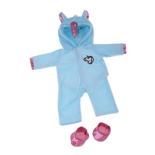 Ensemble De Vêtements En Peluche Pour Poupée, Combinaison À Capuche, Pour Fille De 18 Pouces, Cheval Bleu, Accessoires