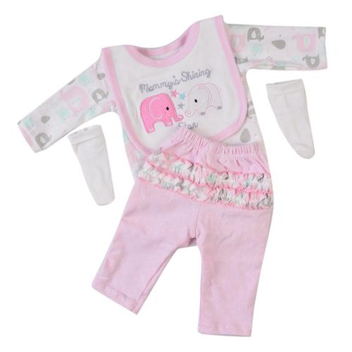 Ensemble De 4 Pièces Pour Nouveau-Né, Poupée, Éléphant, Combinaison, Bavoir, 22-23 Pouces, Accessoires, Vêtements