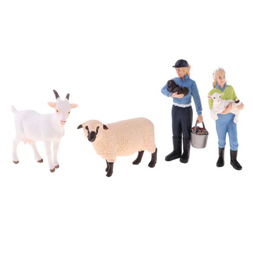 Ensemble De Figurines D'Animaux De Ferme Réalistes Peintes À La Main, Comprend Un Modèle De Vache, De Mouton, De Ferme, De Mini Personnes, De Collection