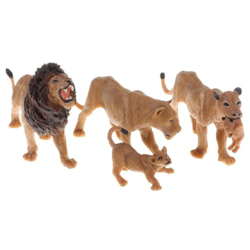 5 Pièces En Plastique Réaliste Lion & Lionne Animal Sauvage Modèle Action Figurine Poupée Jouet Pour Enfants En Bas Âge, Décor À La Maison, Collection