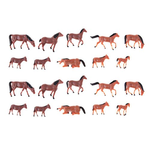 Figurines De Chevaux À L'Échelle De Ho 1/87, 20 Pièces, Figurines D'Animaux Peintes Pour Modèles Miniatures, Aménagement Paysager, Bricolage