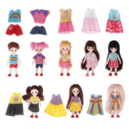 Ensemble De 8 Mini Poupées De 6 Pouces, Vêtements Pour Petites Filles, Robes, Cadeaux De Noël Et D'Anniversaire