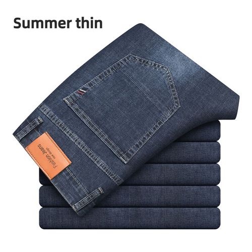 Jean Droit En Coton Pour Homme,Vêtement De Marque Fine,Matière Optique,Style Business Décontracté,Taille Haute,Gris Clair,Bleu,2023