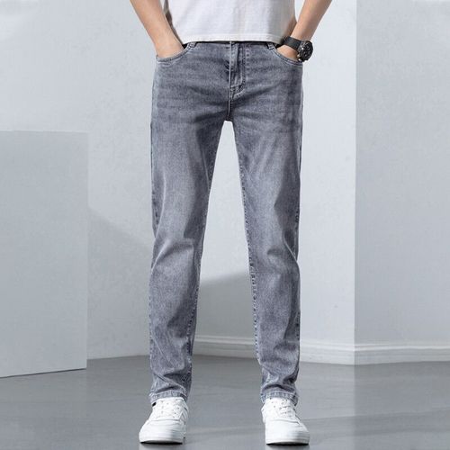 Jeans Skinny En Coton Pour Hommes,Pantalons Décontractés Gris Classiques,Streetwear Coréen,Mode Denim,Vêtements Pour Hommes,Commande,Fjslim,2023