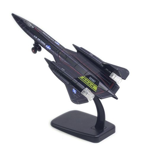 Maquette D'Avion De Simulation, 21cm, Sr-71, Avec Roue Et Ceinture, Lampe, Revêtement En Fiber De Carbone Noire, Jouet Pour Enfants
