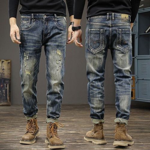 Jean Déchiré Rétro Pour Homme,Décontracté,Artificiel Astique,Confortable,De Haute Qualité,Grande Taille,Nouvelle Tendance,Printemps Et Automne 2023