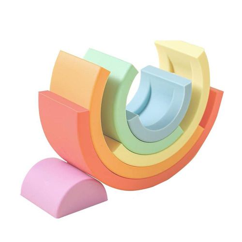 Jouet Éducatif Montessori, Arc-En-Ciel, Pour Bébé Ou Enfant, Blocs De Construction, Loisir Créatif, Jeu D'Équilibre Par Empilage, En Silicone Qualité Alimentaire, Idée Cadeau