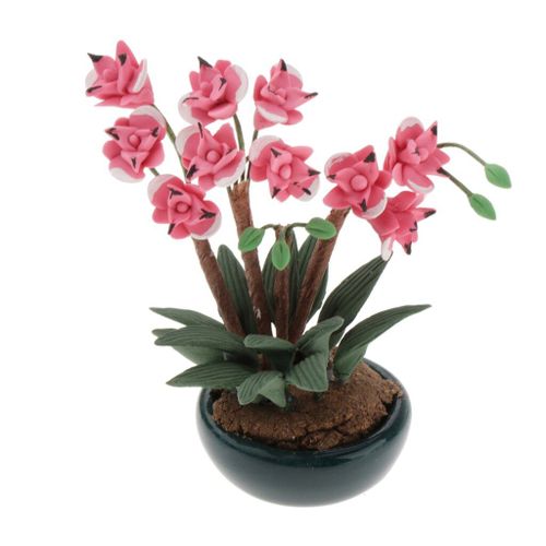 Maison De Poupée Orchidée Papillon Rose, Échelle 1:12, Miniature, Plante, Accessoire De Jardin