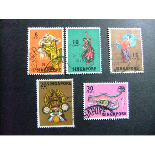 51 Singapour Singapour 1968 / Danses Et Costumes / Yvert 83+84+85+86+88 Fu