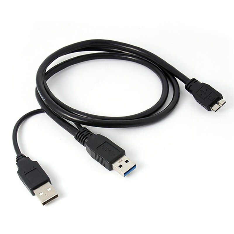 C�ble Micro USB B 3.0 Y Double A pour disque dur, noir