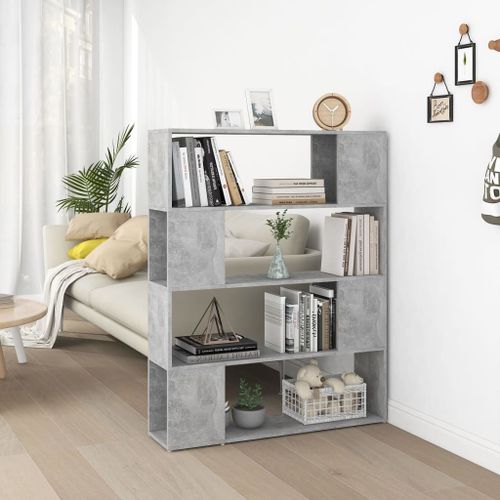 Vidaxl Bibliothèque/Séparateur De Pièce Gris Béton 100x24x124 Cm