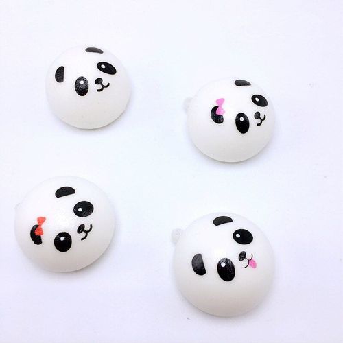 Boule Anti-Stress Slimy Panda Chignon 7cm, Jouets Slimy En Pu À Montée Lente Et À Décompression, Porte-Clés Pour Enfants