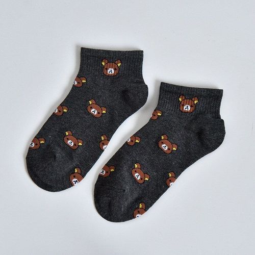 Chaussettes De Bateau Respirantes En Coton Pur Pour Filles, Chaussettes À Motifs D'Animaux, Adorables Ours, À La Cheville, Peignées