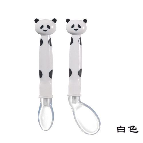 Cuillère D'Alimentation En Silicone Souple Pour Bébé, Vaisselle, Panda, Dessin Animé, Ustensiles D'Apprentissage, 2 Pièces/Ensemble